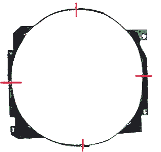 Fan shroud cutting points